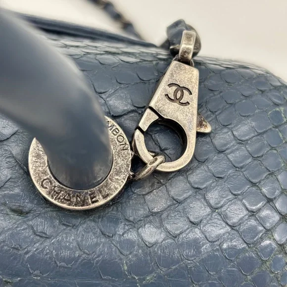 Chanel Blue Mini Python Coco Handle Bag - Picture 14 of 16
